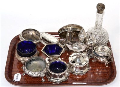 Lot 280 - A pair of early Victorian silver salts; together with a group of other silver condiments etc