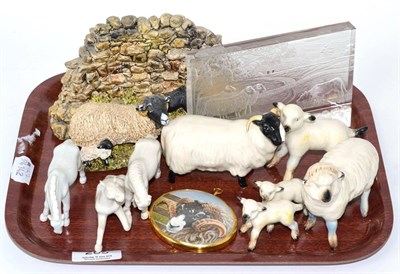 Lot 283 - A group of items including Margaret E Burley (20th century), Swaledale Ram, miniature acrylic...