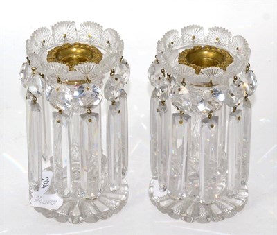 Lot 294 - A pair of cut glass table lustres