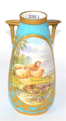 Lot 335 - A 19th century Worcester vase decorated with sheep in a landscape