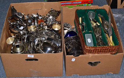 Lot 346 - Two boxes of silver plate include hollow ware and flatware