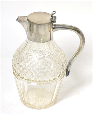 Lot 361 - A silver  mounted cut glass claret jug, J Sherwood & Sons, Birmingham 1921, the plain mount...