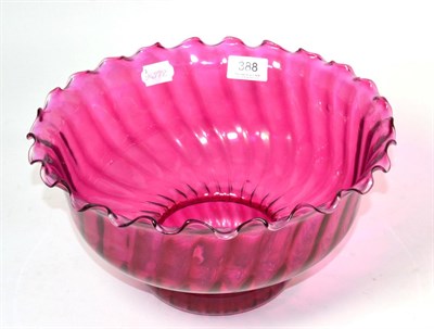 Lot 388 - A large cranberry glass shade