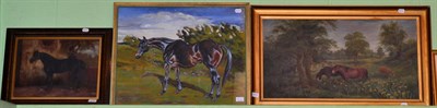 Lot 1002 - A.B 19th century English School, study of a horse, oil on canvas; H M Mackenzie, painting of...