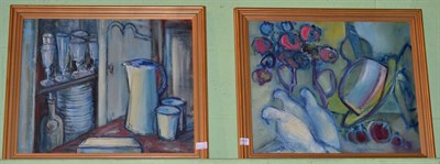 Lot 1003 - Gilleron Prod'Homme (20th century) a pair of still life studies, signed, oils on canvas (2)