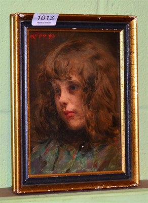 Lot 1013 - German School (Early 20th century) Portrait of a young girl, head and shoulders, indistinctly...