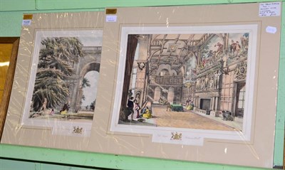 Lot 1028 - After R Peacock, Longleat House, 'The Grand Entrance and Porter's Lodge' coloured lithographs (2)