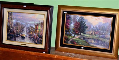 Lot 1036 - After Thomas Kinkade (American 1958-2012), limited edition canvas prints with hand embellished...