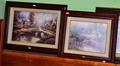 Lot 1037 - After Thomas Kinkade (American 1958-2012), limited edition canvas prints with hand embellished...