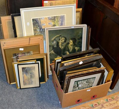 Lot 1068 - Early 20th century watercolours, prints, Russell Flint print and other pictures (qty)