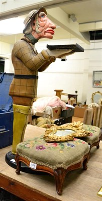 Lot 1078 - A modern butlers stand in the form of a gamekeeper, together with a pair of mahogany framed...