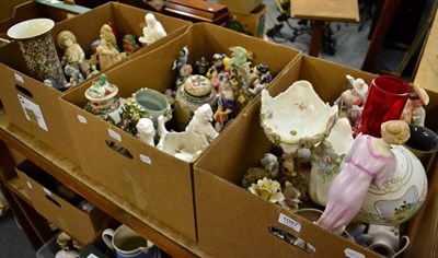 Lot 1087 - Three boxes of Continental and other porcelain, including Capodimonte figures and other factories