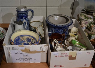 Lot 1117 - A group of ceramics to include German stoneware; Royal Worcester jug; Chameleon Ware shallow...