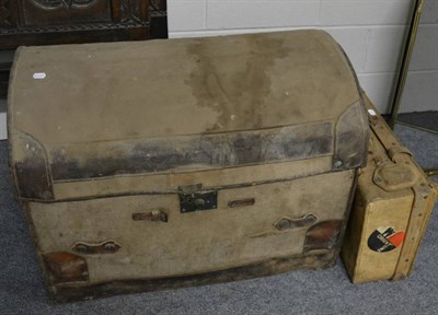 Lot 1180 - A canvas bound dome topped trunk by Hill & Millard Ltd, London, Military Outfitter & Trunk...