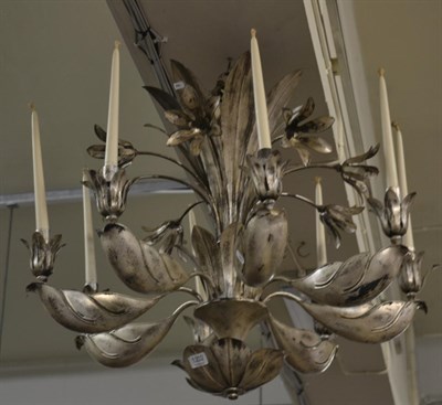 Lot 1202 - A modern eight branch chandelier in the form of leaves