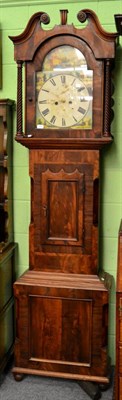 Lot 1237 - An eight day mahogany longcase clock, painted arch dial signed W. Helliwell, Leeds, circa 1830