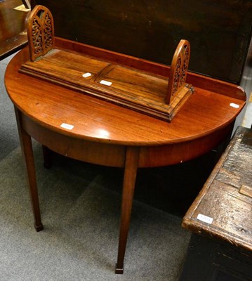 Lot 1265 - A mahogany D end table together with a 19th century book slide