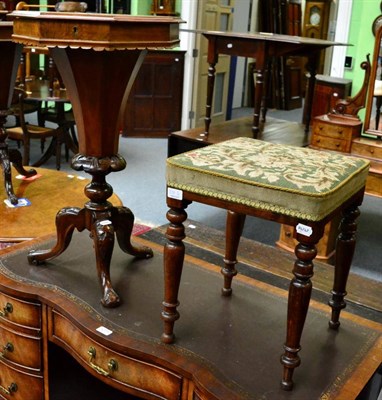 Lot 1270 - A 19th century walnut octagonal work table together with a stool