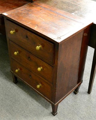 Lot 1282 - A 19th century mahogany three height chest of drawers of small proportions (adapted)