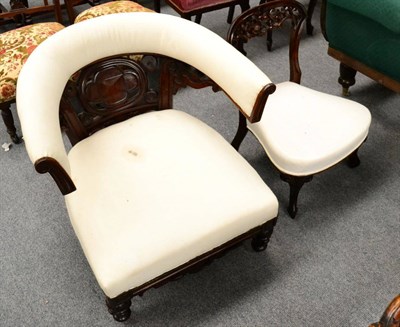 Lot 1295 - A Victorian mahogany horseshoe back chair and a Victorian mahogany low nursing chair