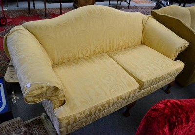 Lot 1319 - Wesley-Barrell, a two-seater camel-back sofa, circa 2000, upholstered in My Lady's Garden...