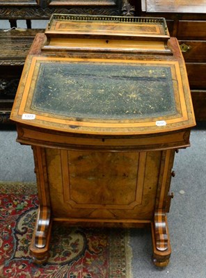 Lot 1323 - A 19th century burr walnut and satinwood Davenport