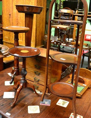 Lot 1345 - An Edwardian walnut five drawer miniature chest, an Edwardian mahogany cake stand and two...