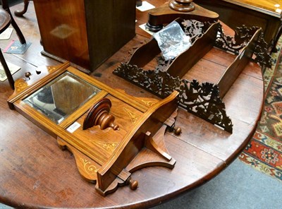 Lot 1346 - A late Victorian rosewood mirrored hall shelf and a set of late 19th century foliate carved hanging