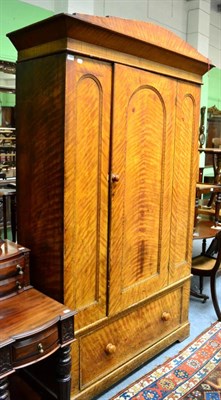 Lot 1354 - A Victorian scumbled pine single door wardrobe, circa 1870, with an architectural pediment above an