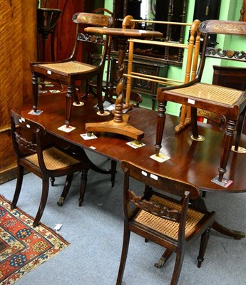 Lot 1356 - Six Regency mahogany and brass inlaid chairs