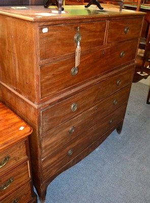 Lot 1360 - A George III mahogany chest on chest, early 19th century, the upper section with two short over one