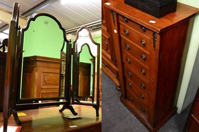 Lot 1369 - A mahogany wellington chest and a mahogany triptych mirror