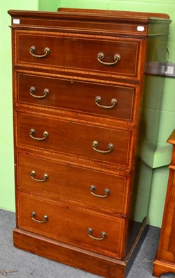 Lot 1374 - An Edwardian inlaid mahogany tall chest of drawers