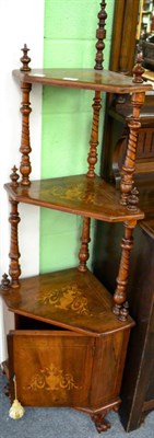 Lot 1375 - A Victorian marquetry inlaid corner whatnot