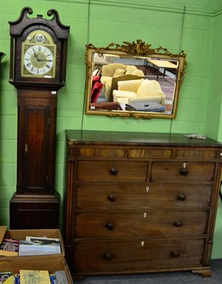 Lot 1380 - A 19th century chest of drawers and an oak longcase clock, contained with a modern movement