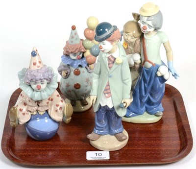 Lot 10 - Lladro figure Pals Forever, no. 7686, boxed; together with three other Lladro Clown figures (4)