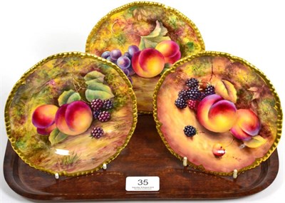 Lot 35 - Three Royal Worcester fruit pattern side plates, two signed J Skerrett and the other T Nutt