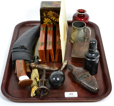 Lot 49 - A group of collectables to include a corkscrew; a Japanese cloisonne vase; a playing card case...