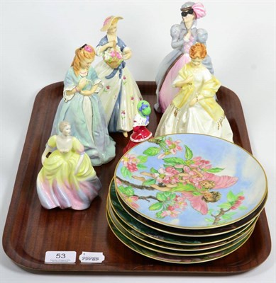 Lot 53 - Four Royal Worcester figures ";Sweet Anne";, ";First Dance";, ";Masquerade"; and ";Summers Day";; a