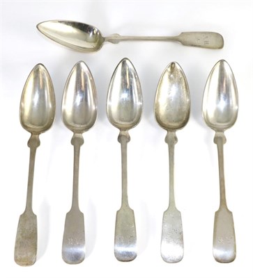 Lot 58 - A set of six Continental silver table spoons, makers mark F.L. and marked for 12 loth, prick...