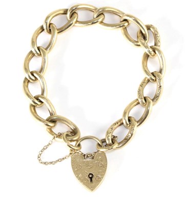 Lot 70 - A 9 carat gold foliate chased curb link bracelet, with a 9 carat gold padlock clasp, length 18cm