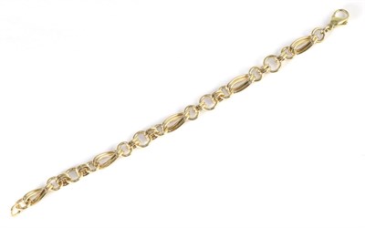Lot 71 - A 9 carat gold fancy long and short link bracelet, length 19cm