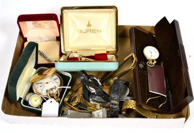 Lot 88 - A gold plated full hunter Waltham pocket watch and other lady's wristwatches