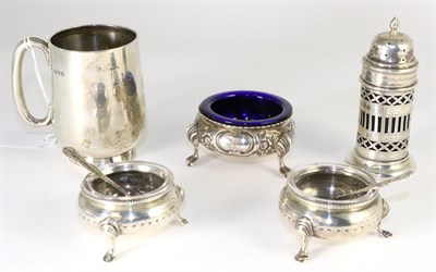 Lot 89 - A pair of Victorian silver salts, Robert Hennell, Londnon 1869; another single example also by...