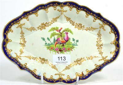 Lot 113 - A Worcester porcelain oval dish painted with exotic birds