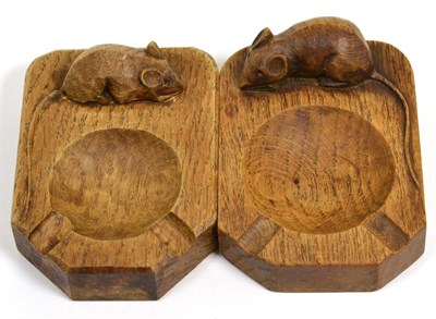 Lot 116 - Two Robert ";Mouseman"; Thompson oak ashtrays