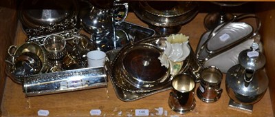 Lot 146 - A quantity of silver plated wares including a tazza and comport; serving and entree dishes;...