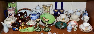 Lot 155 - A Ridgway bowl; a pair of Devon pottery candlesticks; decorative ceramics etc