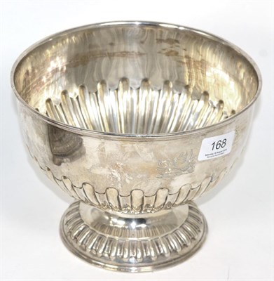 Lot 168 - An Edwardian silver pedestal bowl, Stokes & Ireland, London 1903, part fluted and engraved with...