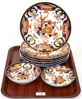Lot 170 - A group of six 19th century Derby Imari plates; and two saucers
